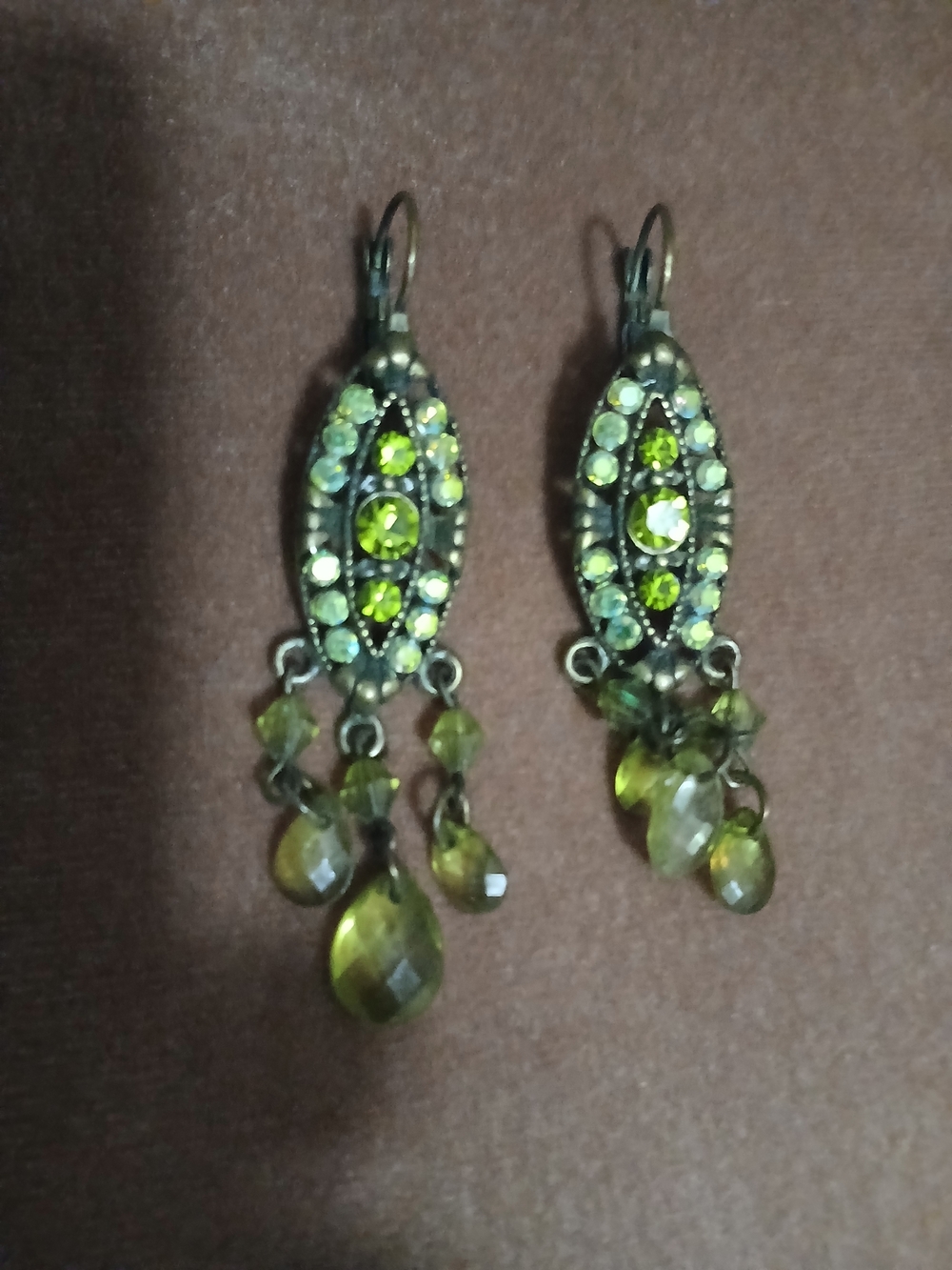 Green Crystal Dangle Earrings - Women's Jewelry